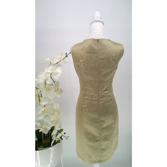 Ronni Nicole Gold Rose Metallic Print Sleeveless Knee Length Sheath Dress Sz 12 - Picture 4 of 9